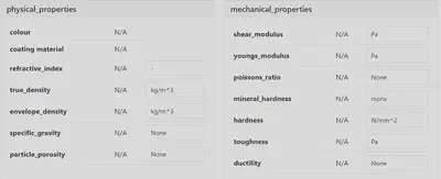 Screenshot of similar tables but with selectors for units next to each number