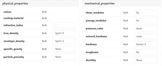 Screenshot of similar tables but with selectors for units next to each number